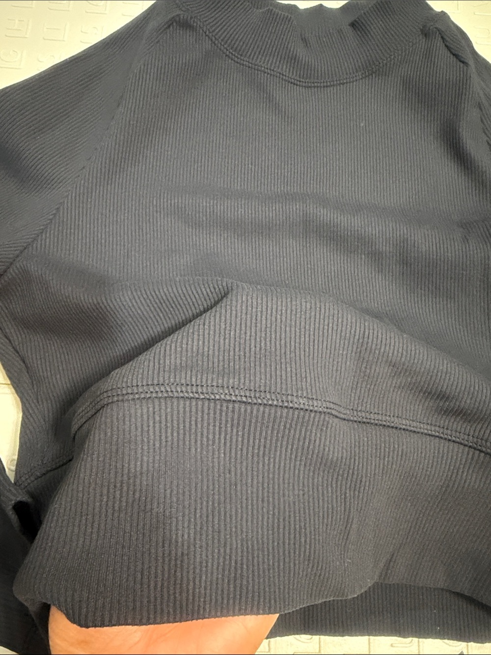 Long Sleeve Ribbed Crop Top in Black - Picture 3 of 3